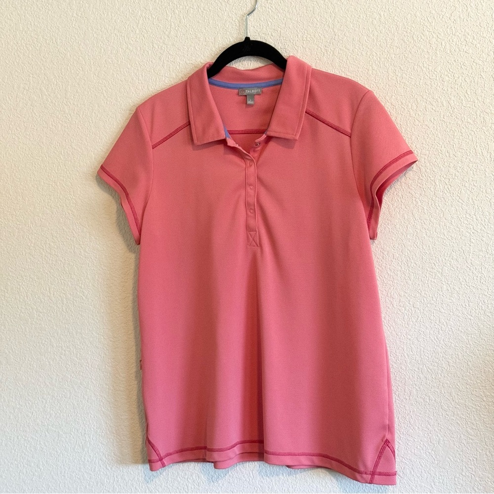 T By Talbots Athletic Women’s Size Large Coral Cap Sleeve Top Zipper Pocket